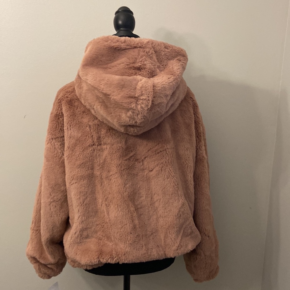 Gorgeous/Cozy Lucky Brand Faux Fur Jacket, Dusty Rose, Size Large - Picture 8 of 15